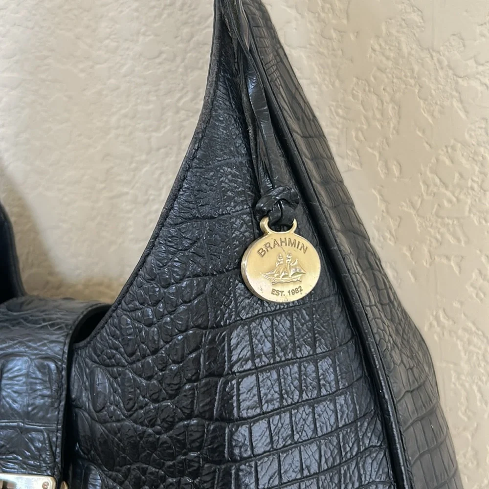 Brahmin Maggie Hobo Purse - Black Croc